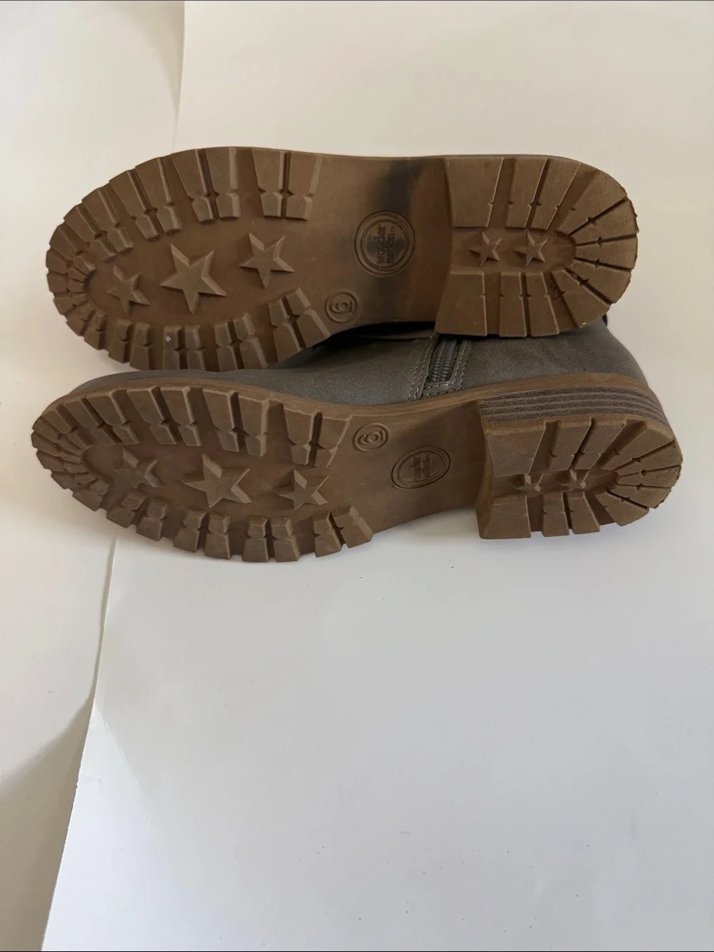 wonder nation Gray Ankle Booties with Brown Outsole